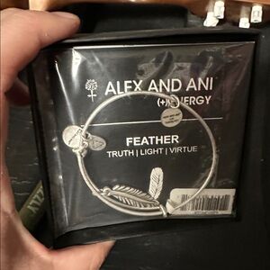 Alex and Ani Silver Feather Charm Bracelet